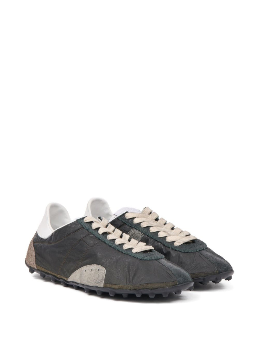 Maison Margiela Sprinter Low Sneakers For Women Premium Green Calf Leather Panelled Upper