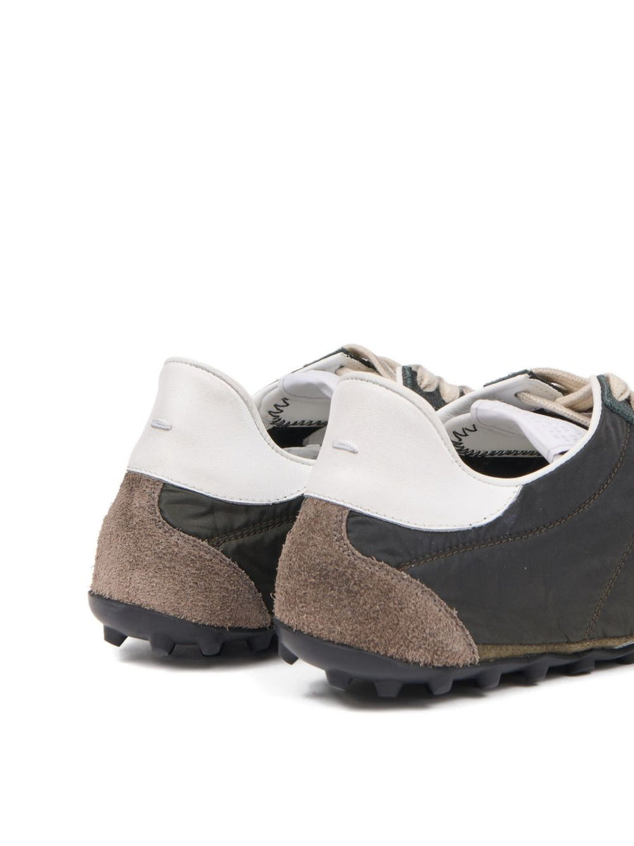 Maison Margiela Sprinter Low Sneakers For Women Premium Green Calf Leather Panelled Upper