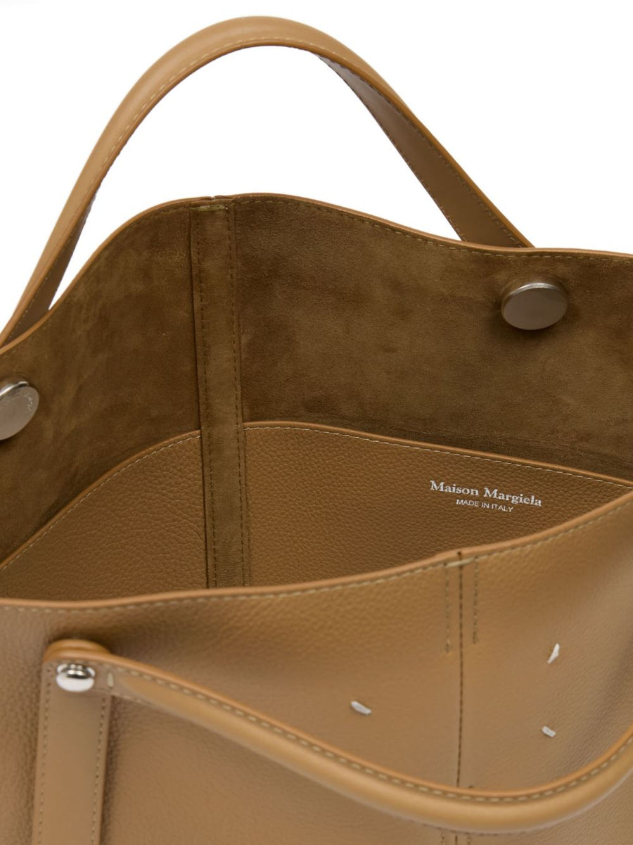 Dress Age Medium Luxurious Leather Tote By Maison Margiela For Women Beige Pebbled Goat Skin
