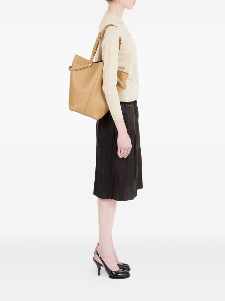 Dress Age Medium Luxurious Leather Tote By Maison Margiela For Women Beige Pebbled Goat Skin