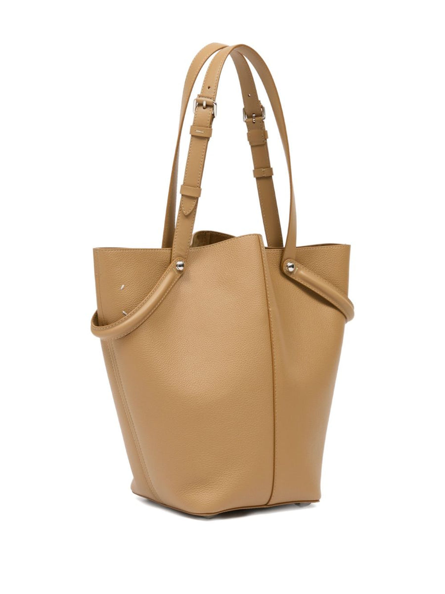 Dress Age Medium Luxurious Leather Tote By Maison Margiela For Women Beige Pebbled Goat Skin