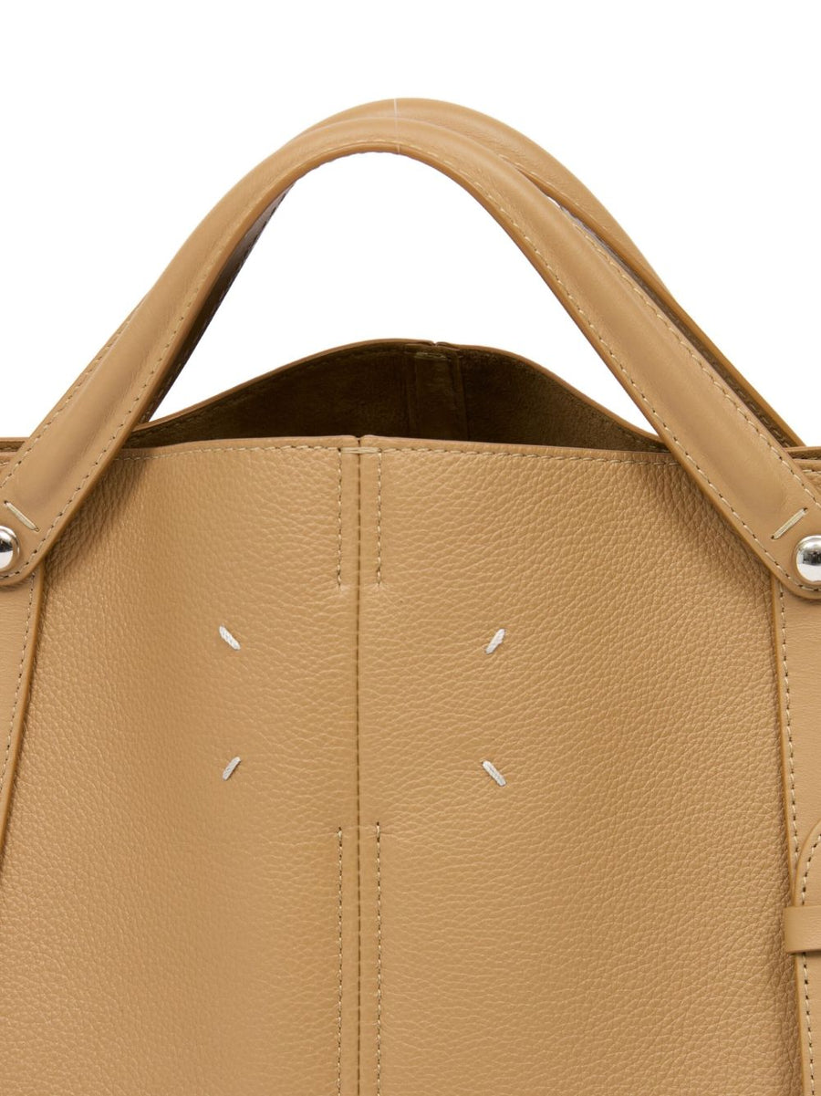 Dress Age Medium Luxurious Leather Tote By Maison Margiela For Women Beige Pebbled Goat Skin
