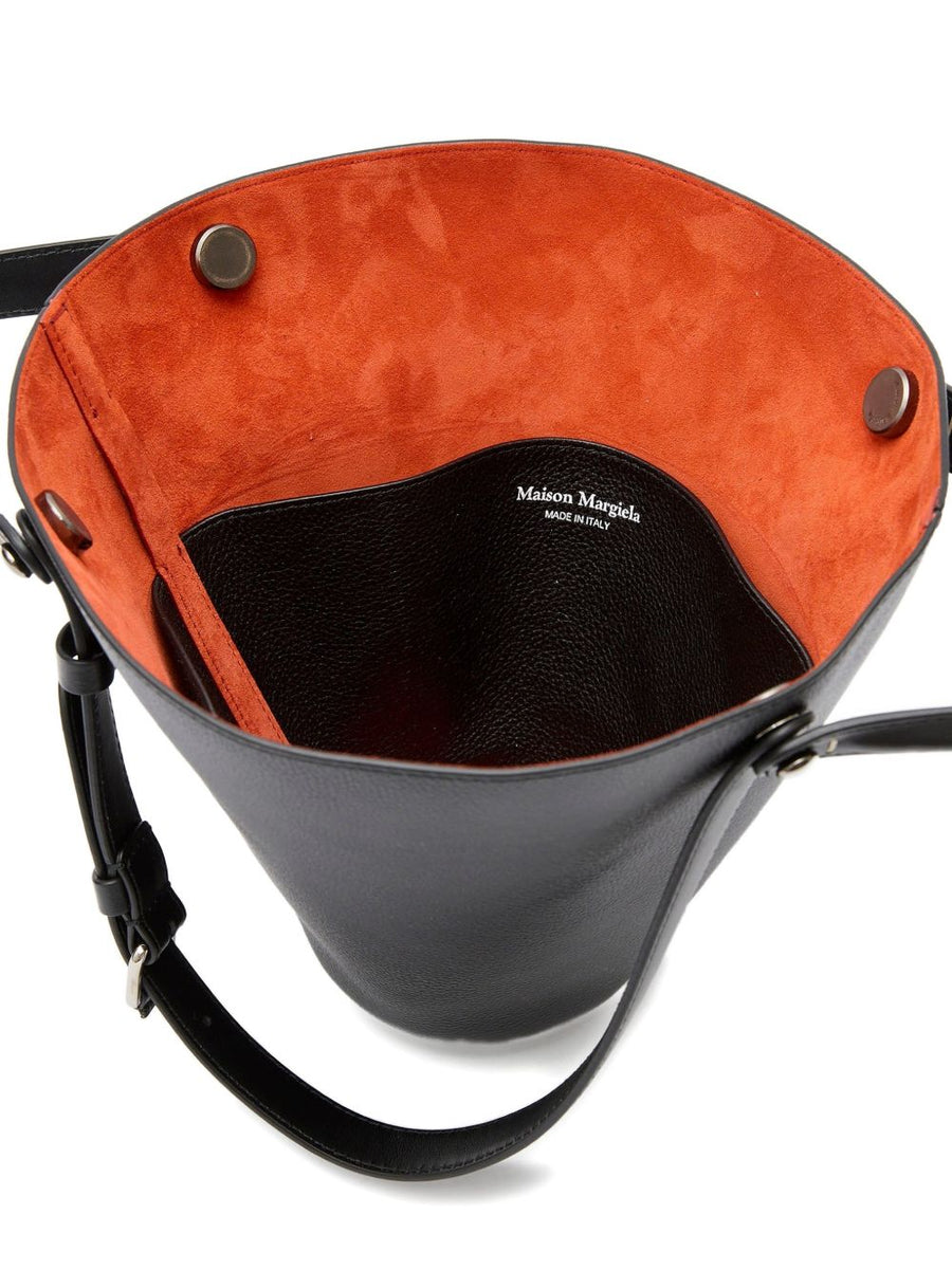 Dress-Age Small Handbag By Maison Margiela Calf Leather Pebbled Black Detachable Strap For Women