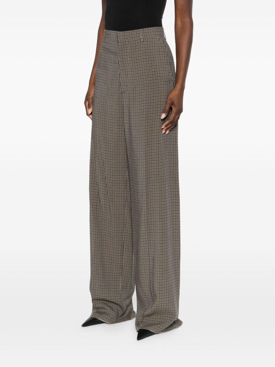 Balenciaga Khaki Checked Trousers Lyocell 100 Percent Tailored For Women Luxurious Versatile Everyday Workwear