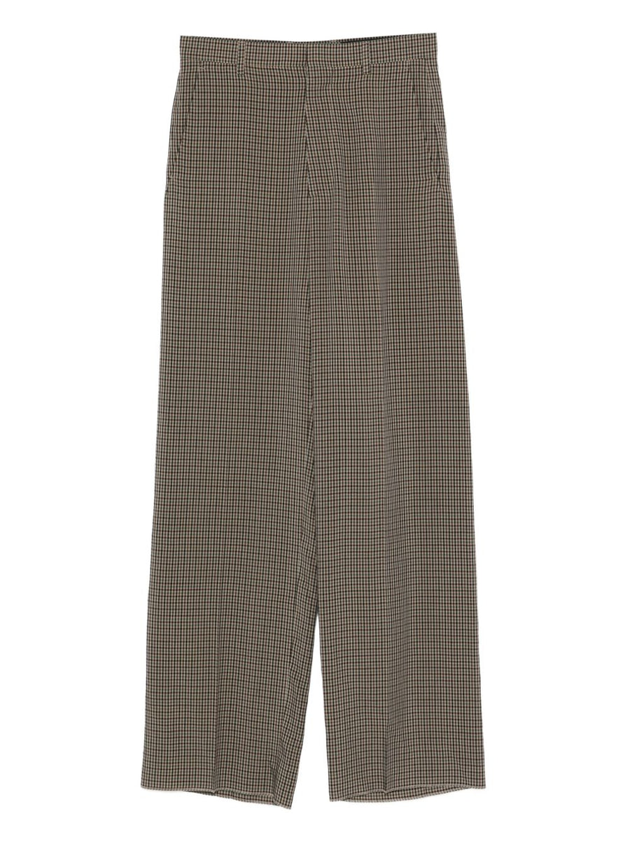 Balenciaga Khaki Checked Trousers Lyocell 100 Percent Tailored For Women Luxurious Versatile Everyday Workwear