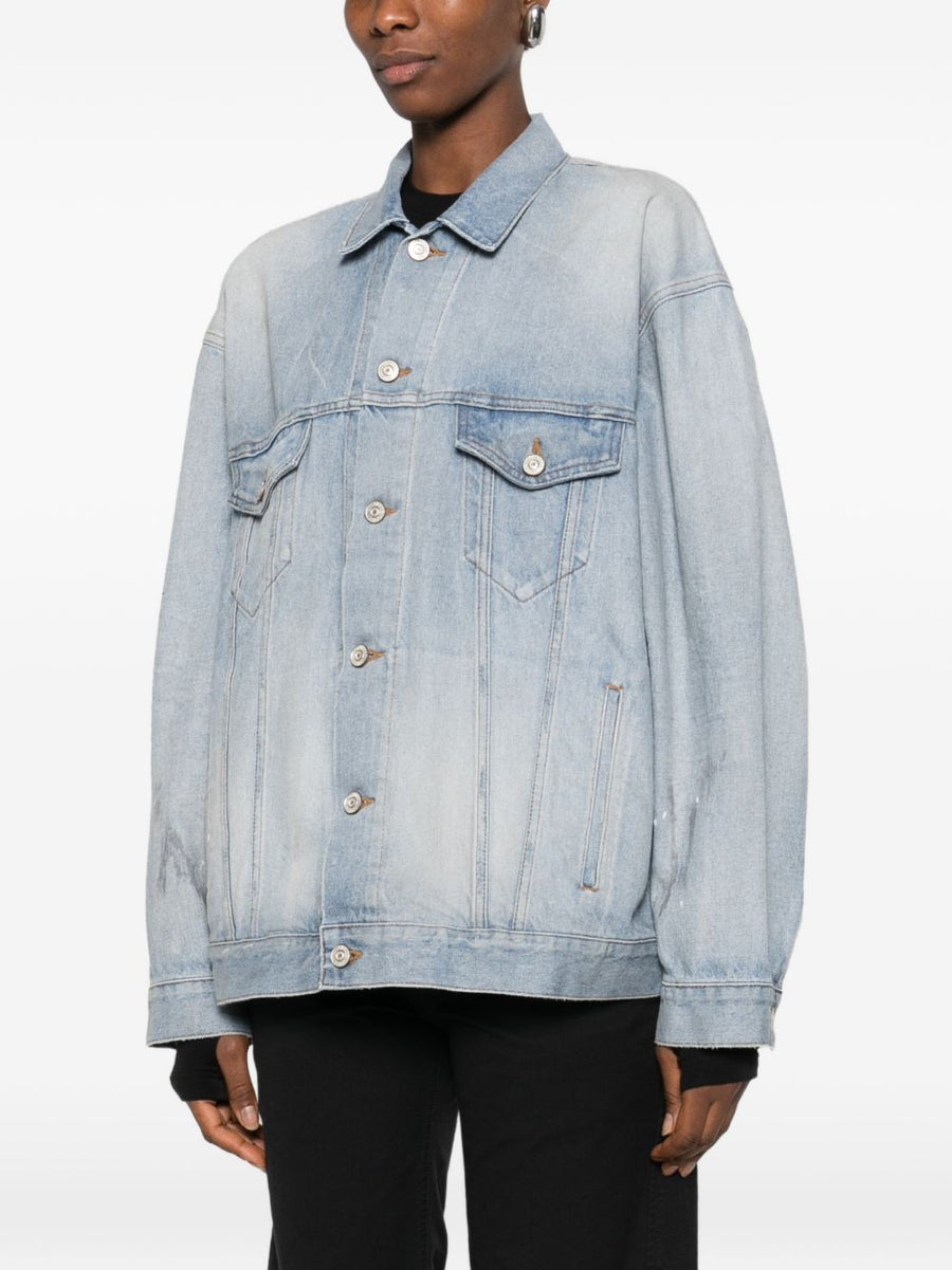 Balenciaga Oversized Denim Jacket For Women Premium Light Blue Cotton Layering Piece