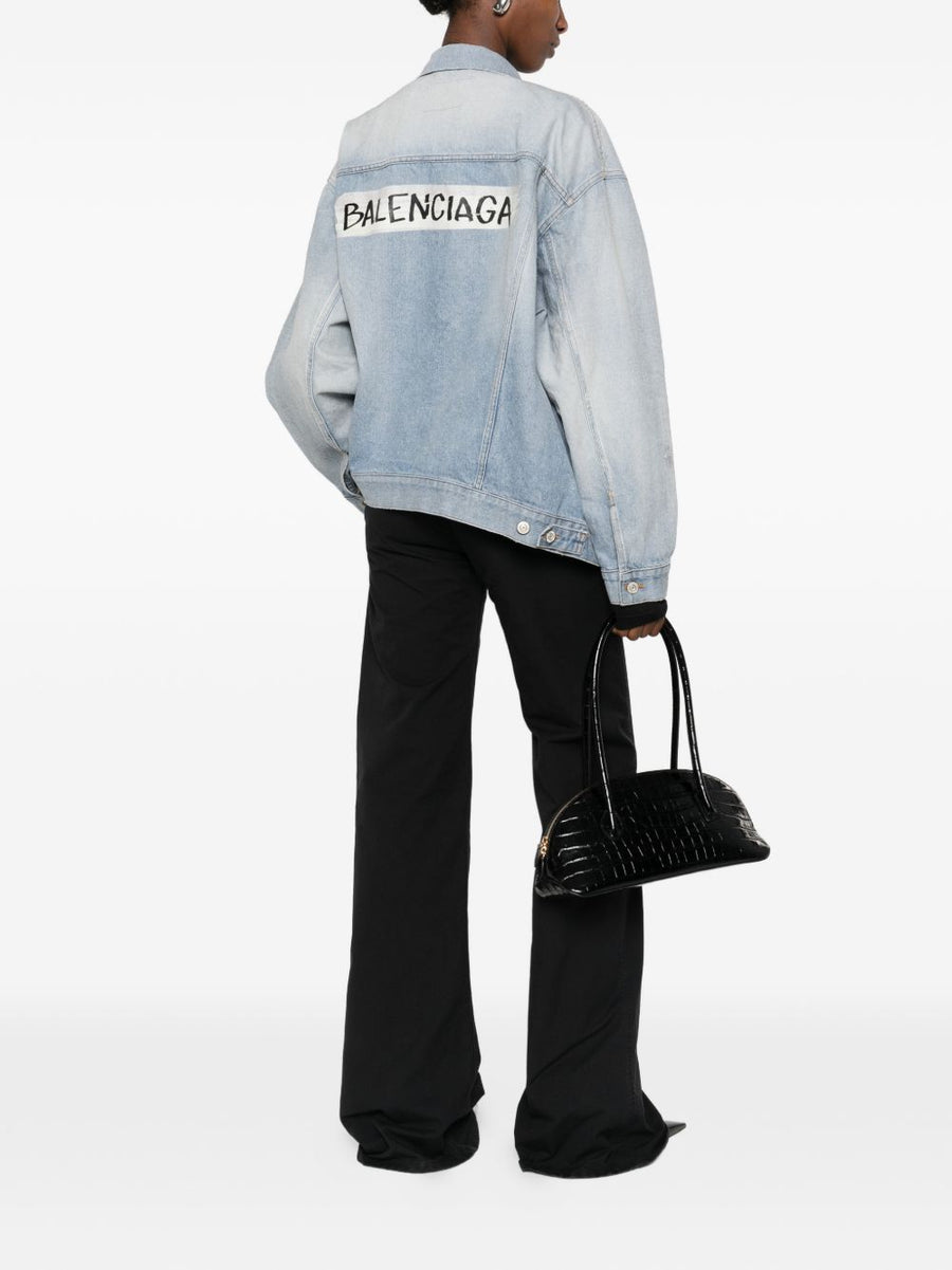 Balenciaga Oversized Denim Jacket For Women Premium Light Blue Cotton Layering Piece