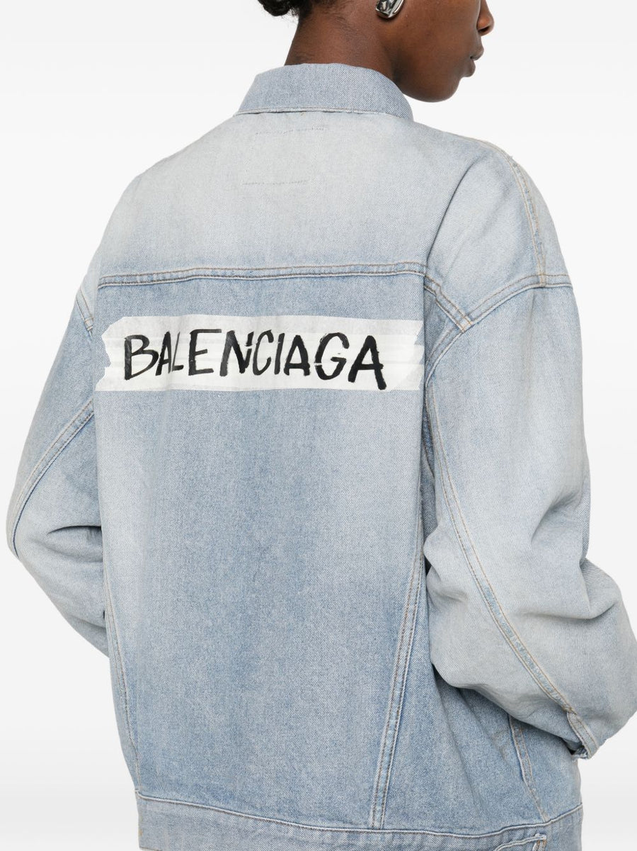 Balenciaga Oversized Denim Jacket For Women Premium Light Blue Cotton Layering Piece