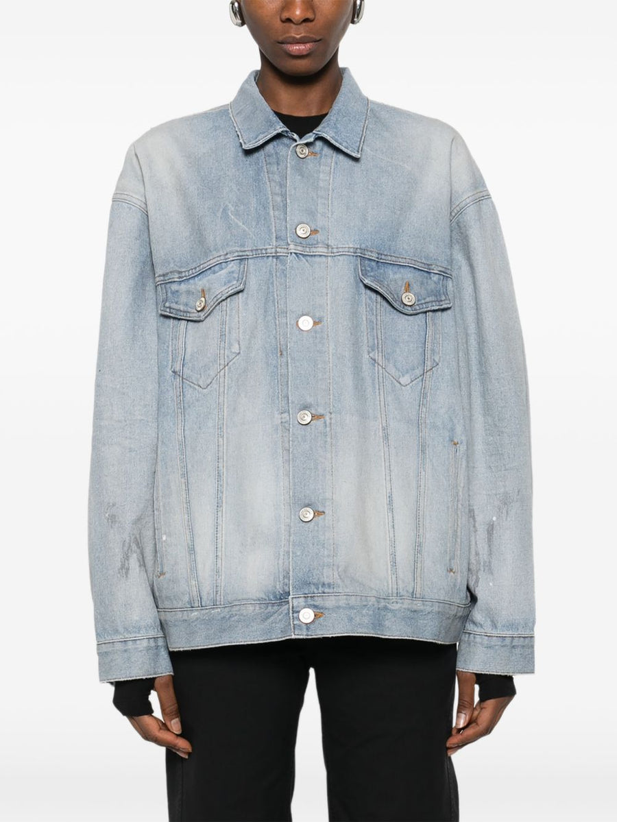 Balenciaga Oversized Denim Jacket For Women Premium Light Blue Cotton Layering Piece
