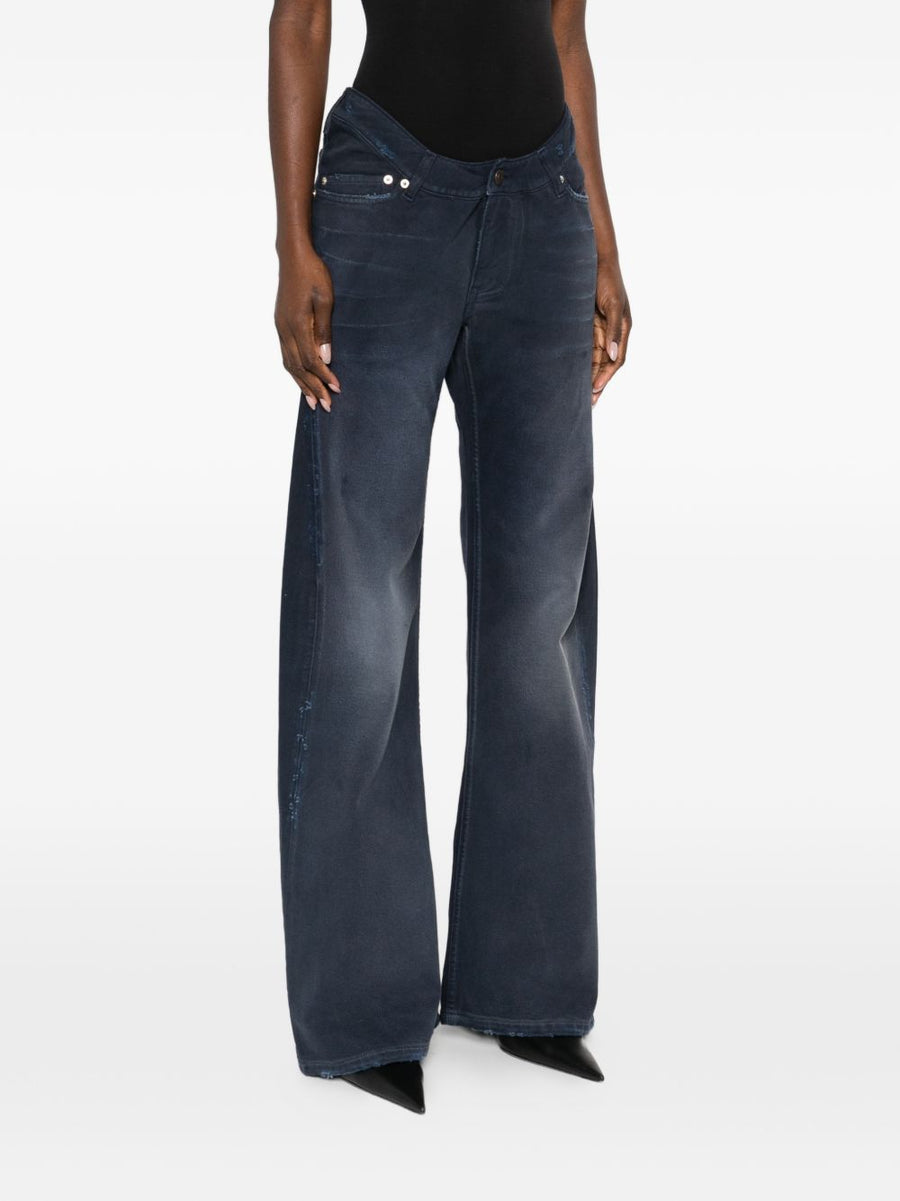 Balenciaga Frayed Denim Jeans For Women Navy All Cotton Luxury Versatile Chic Premium Craftsmanship
