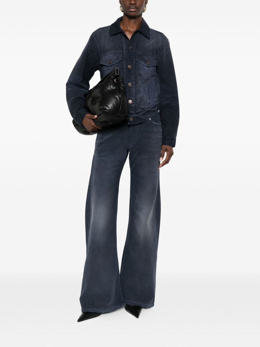 Balenciaga Frayed Denim Jeans For Women Navy All Cotton Luxury Versatile Chic Premium Craftsmanship