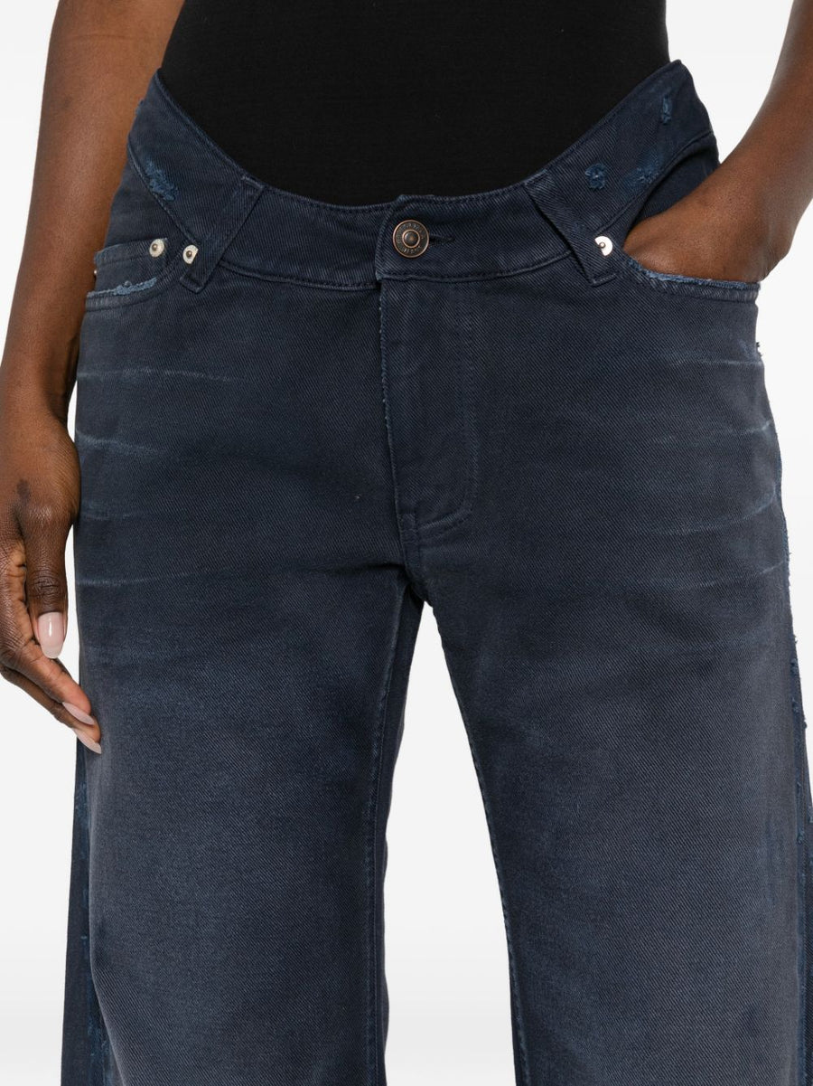 Balenciaga Frayed Denim Jeans For Women Navy All Cotton Luxury Versatile Chic Premium Craftsmanship