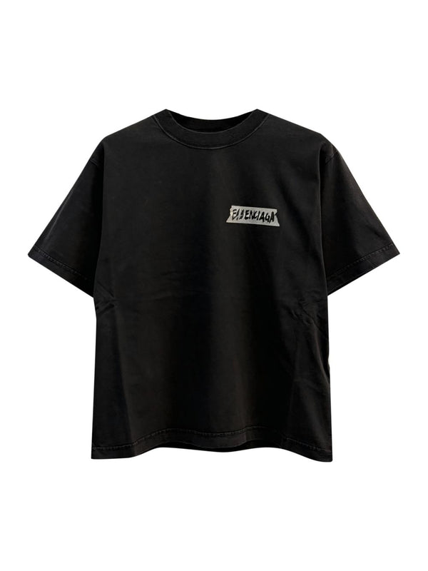 Balenciaga Masking Tape T Shirt Premium Cotton With Black Logo Detail For Women Fashion Lovers