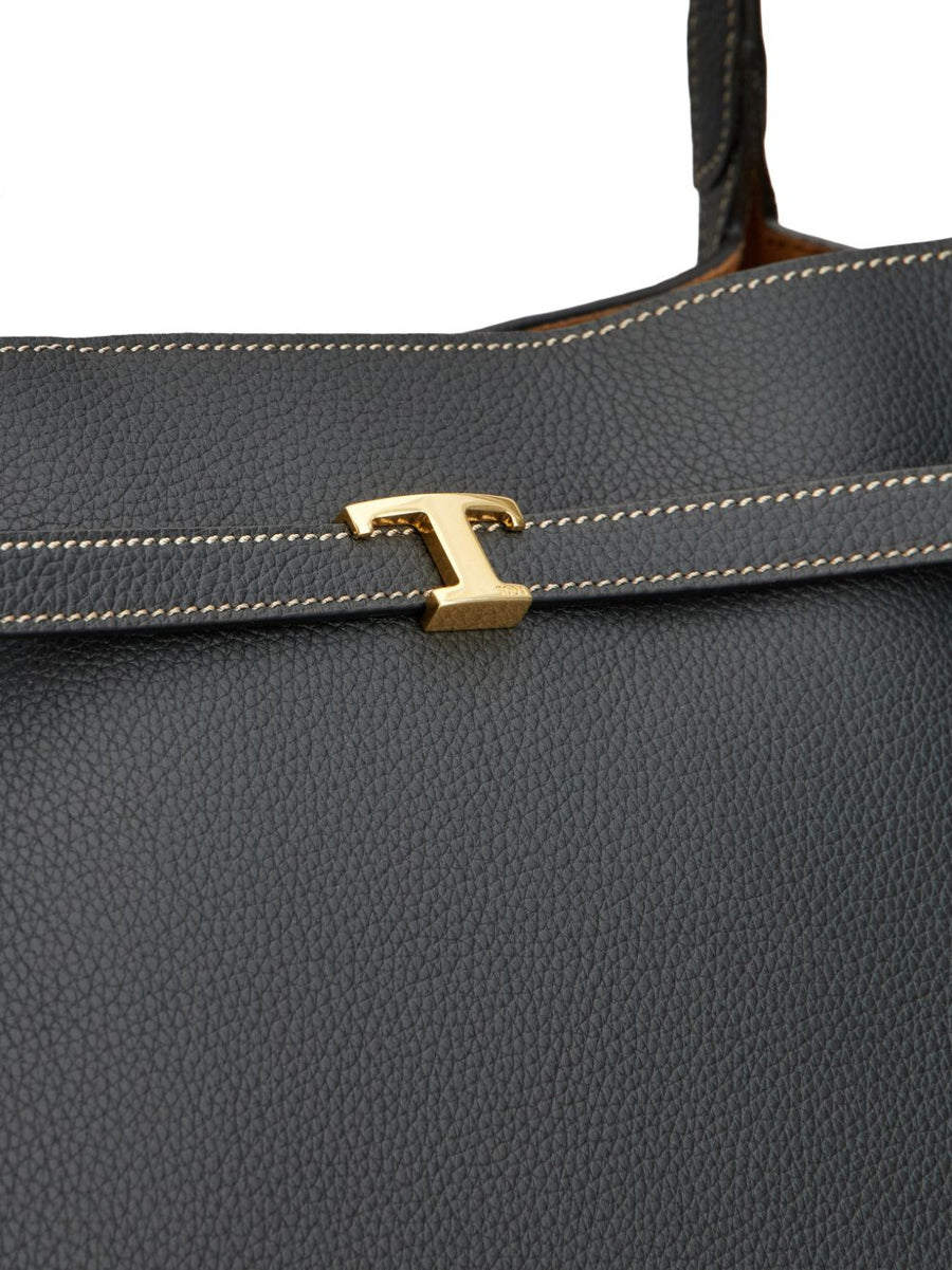 Tod's Leather Medium Shopping Bag For Women With Top Handle And Timeless Gold Buckle Details