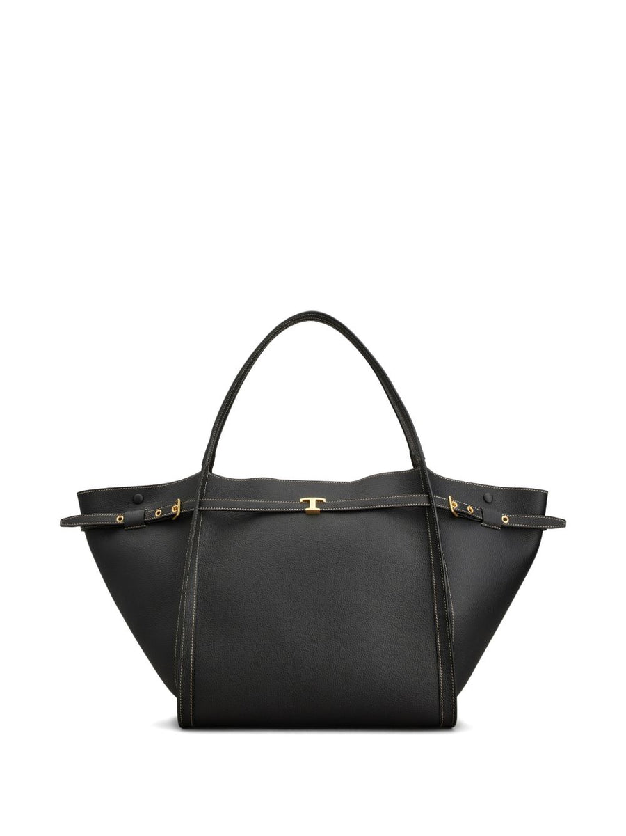 Tod's Leather Medium Shopping Bag For Women With Top Handle And Timeless Gold Buckle Details