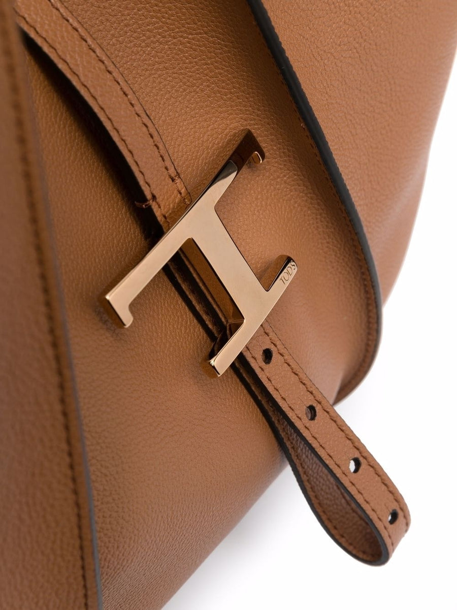 Tod's T Timeless Leather Shopper Bag Small Calf Leather Open Top With Removable Pouch For Women