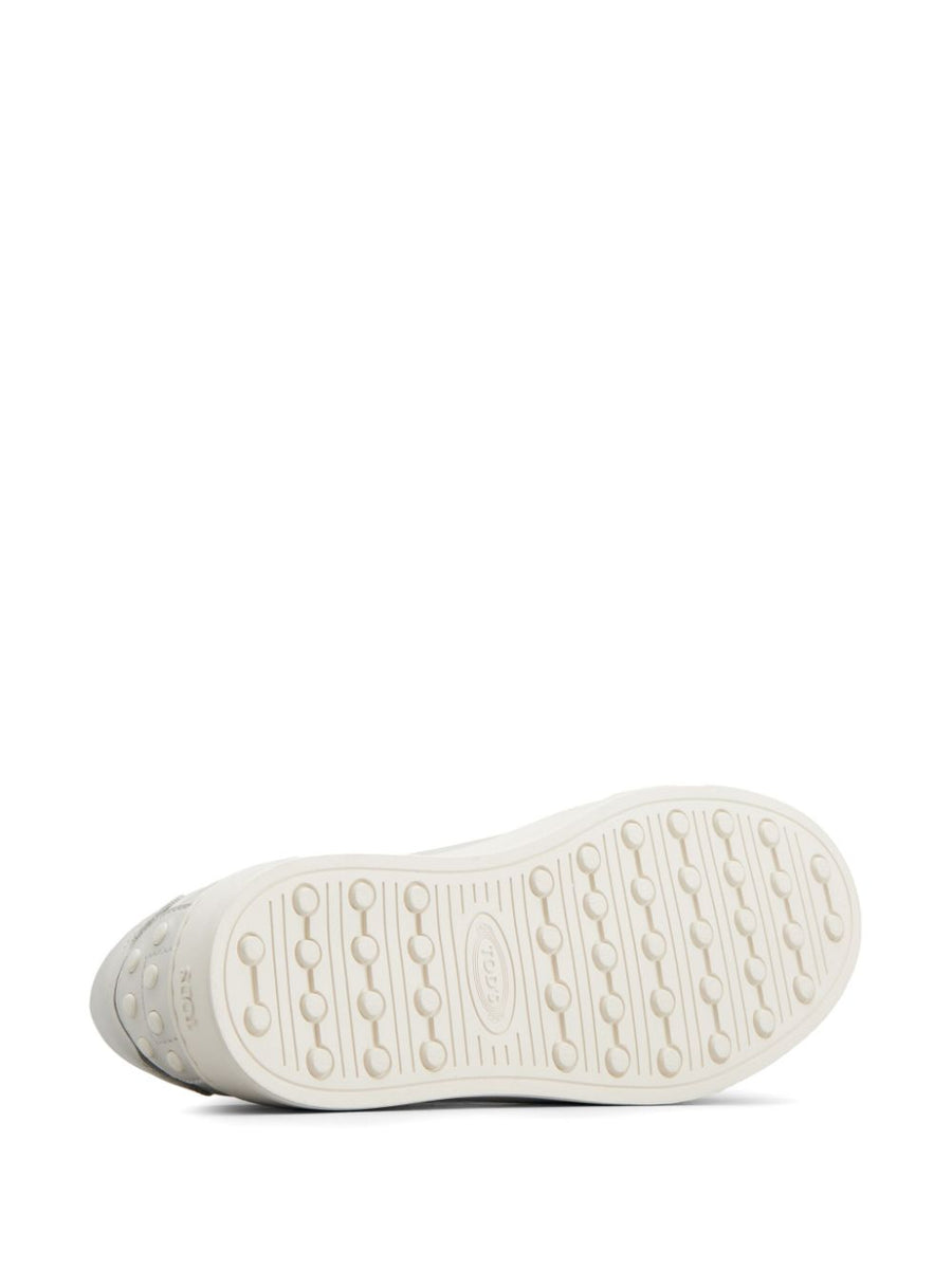 Tod's Leather Sneakers White Calfskin For Men Premium Craftsmanship Branded Insole Logo Tongue