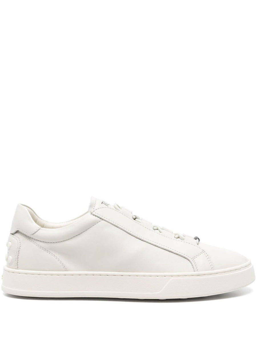Tod's White Calf Leather Sneakers For Men With Elastic Strap And Logo Tongue