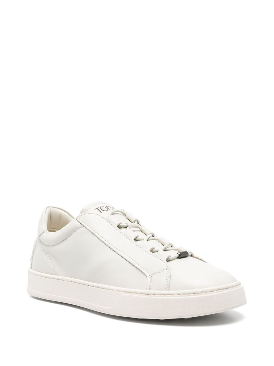 Tod's White Calf Leather Sneakers For Men With Elastic Strap And Logo Tongue
