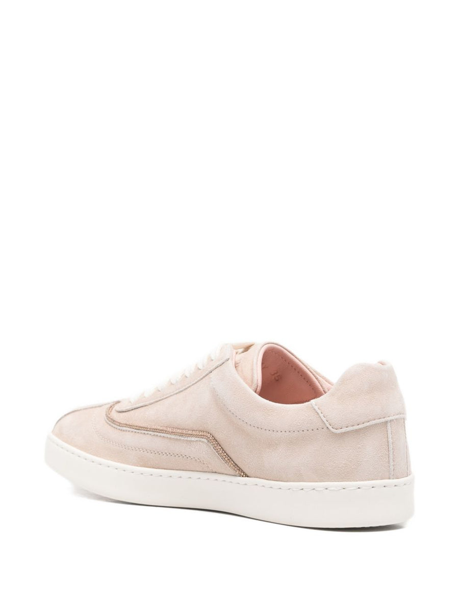 Fabiana Filippi Beige Suede Leather Sneakers for Women Minimalist Round Toe Lace Up Everyday Luxury