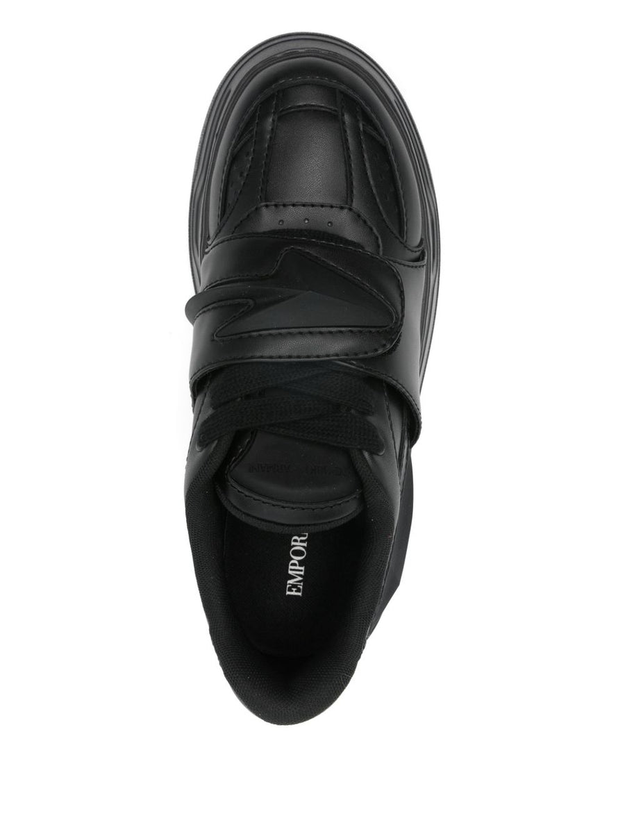 Emporio Armani Strap Sneakers For Men With Front Strap Detail Black Luxury Everyday Wear