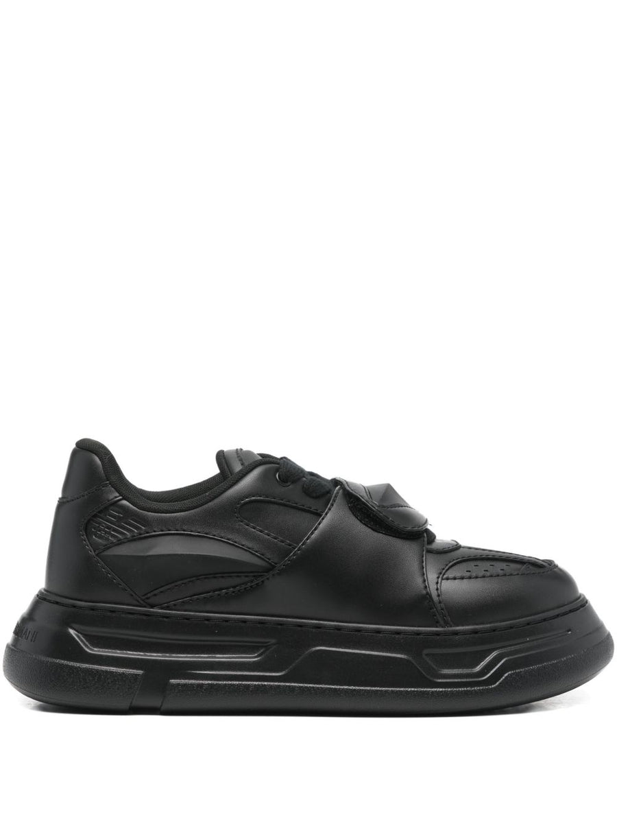 Emporio Armani Strap Sneakers For Men With Front Strap Detail Black Luxury Everyday Wear