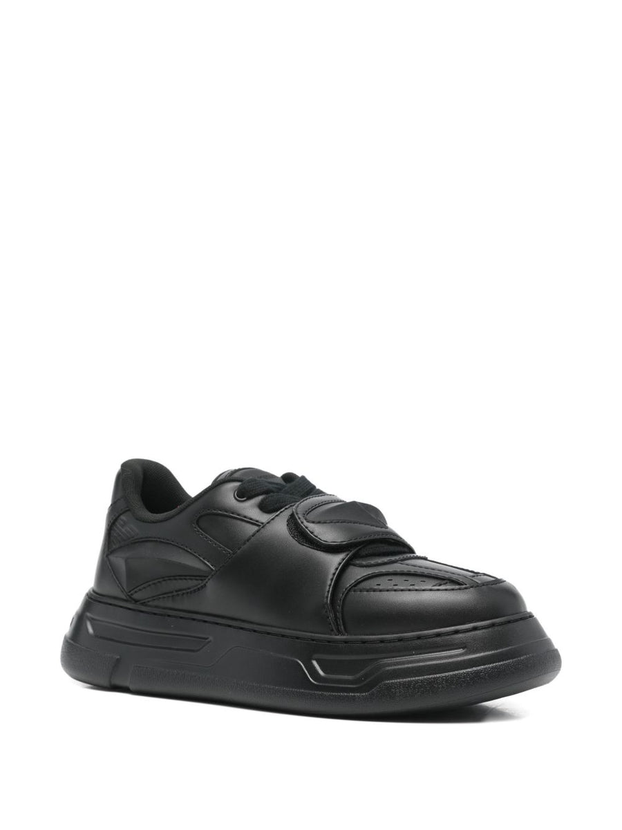 Emporio Armani Strap Sneakers For Men With Front Strap Detail Black Luxury Everyday Wear