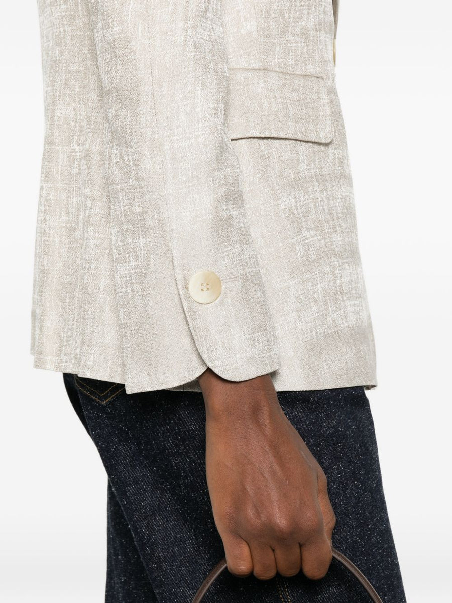 Emporio Armani Women Beige Double Breasted Jacket Viscose Timeless Silhouette For Smart Casual