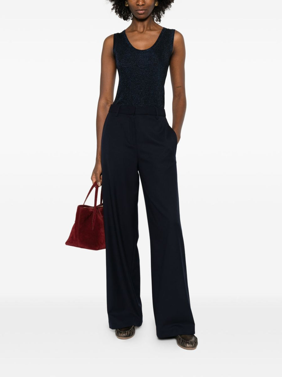 Fabiana Filippi Tank Top for Women Luxurious Navy Viscose Blend with Soft Drape Versatile Day to Evening