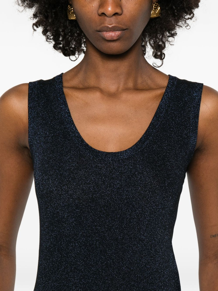 Fabiana Filippi Tank Top for Women Luxurious Navy Viscose Blend with Soft Drape Versatile Day to Evening