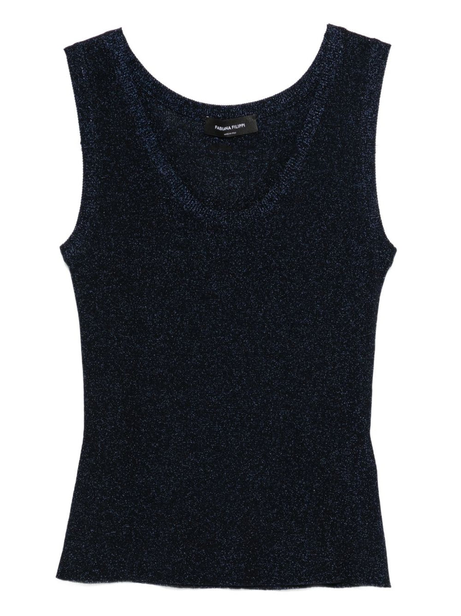 Fabiana Filippi Tank Top for Women Luxurious Navy Viscose Blend with Soft Drape Versatile Day to Evening