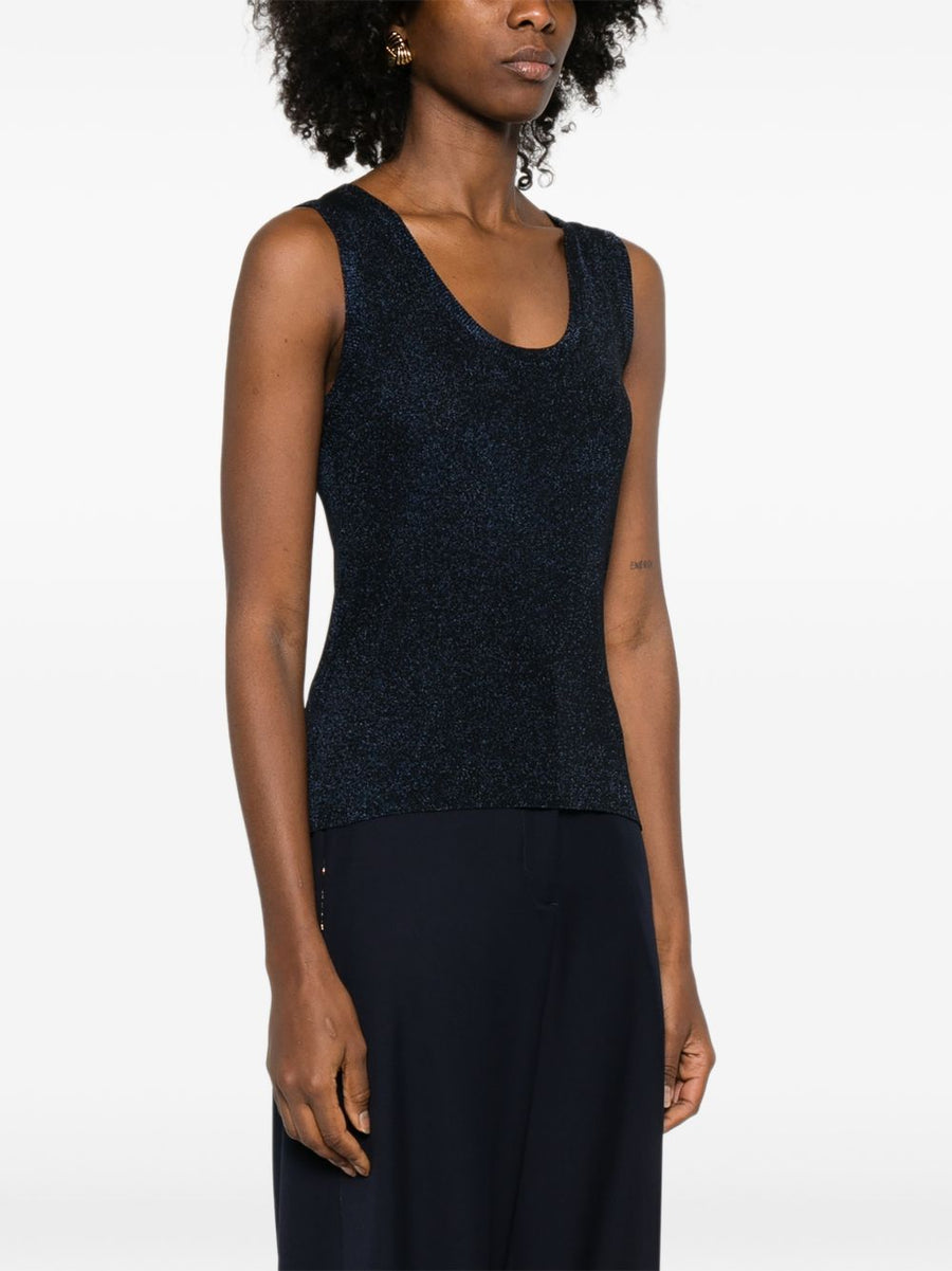 Fabiana Filippi Tank Top for Women Luxurious Navy Viscose Blend with Soft Drape Versatile Day to Evening