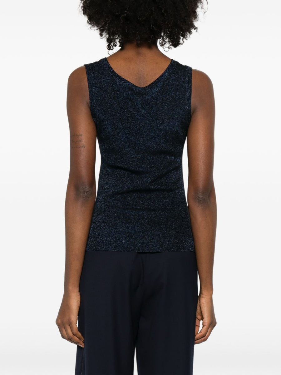 Fabiana Filippi Tank Top for Women Luxurious Navy Viscose Blend with Soft Drape Versatile Day to Evening