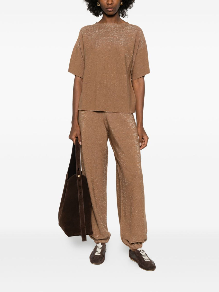 Fabiana Filippi Luxury Merino Wool Blend Knit Trousers With Elastic Waistband For Women Officewear