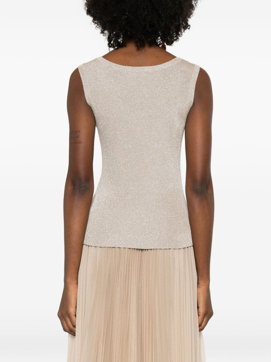 Fabiana Filippi Ivory Tank Top For Women Luxury Viscose Blend Layerable Subtle Metallic Sheen