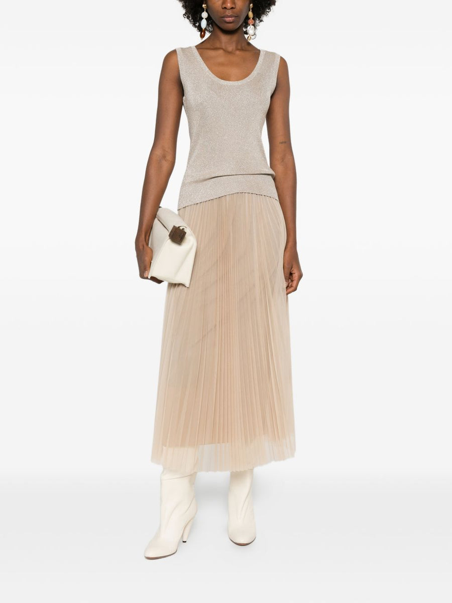 Fabiana Filippi Ivory Tank Top For Women Luxury Viscose Blend Layerable Subtle Metallic Sheen