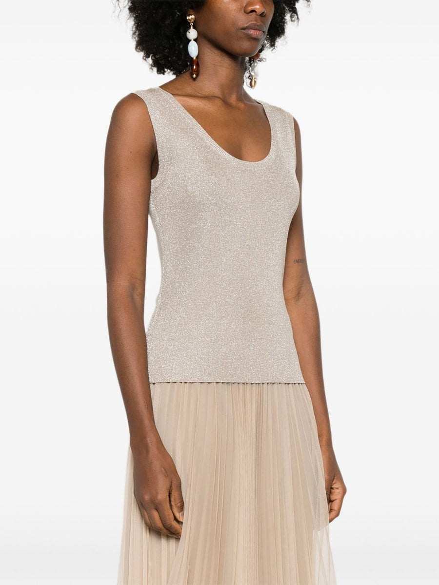 Fabiana Filippi Ivory Tank Top For Women Luxury Viscose Blend Layerable Subtle Metallic Sheen
