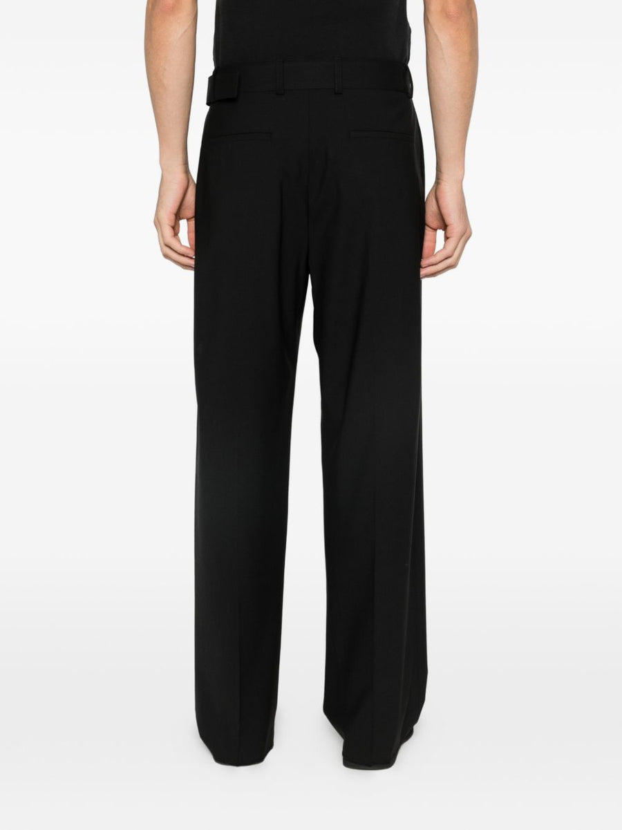 Emporio Armani Wool Trousers With Stretch Black Virgin Wool Tailored For Modern Men