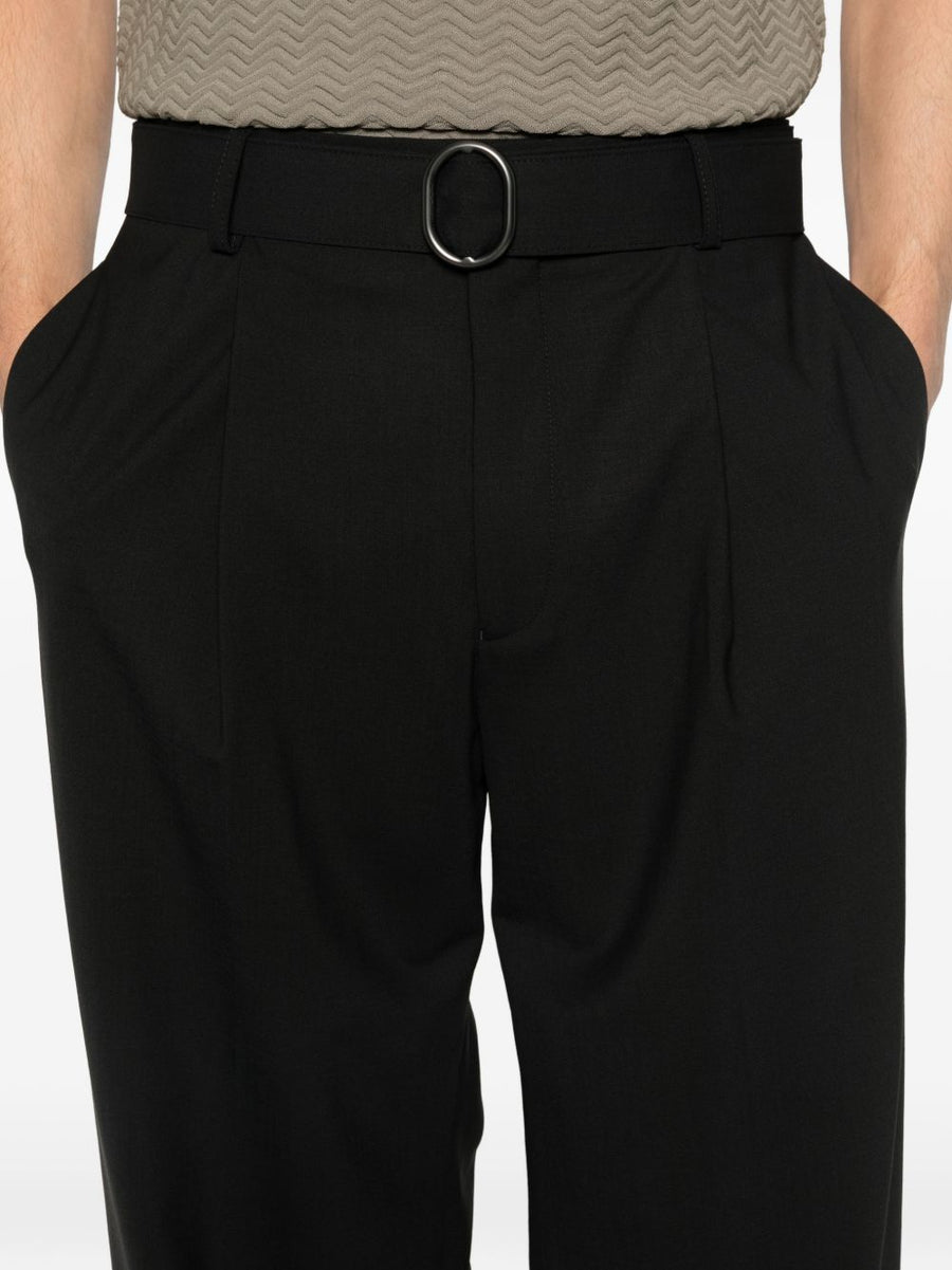 Emporio Armani Wool Trousers With Stretch Black Virgin Wool Tailored For Modern Men