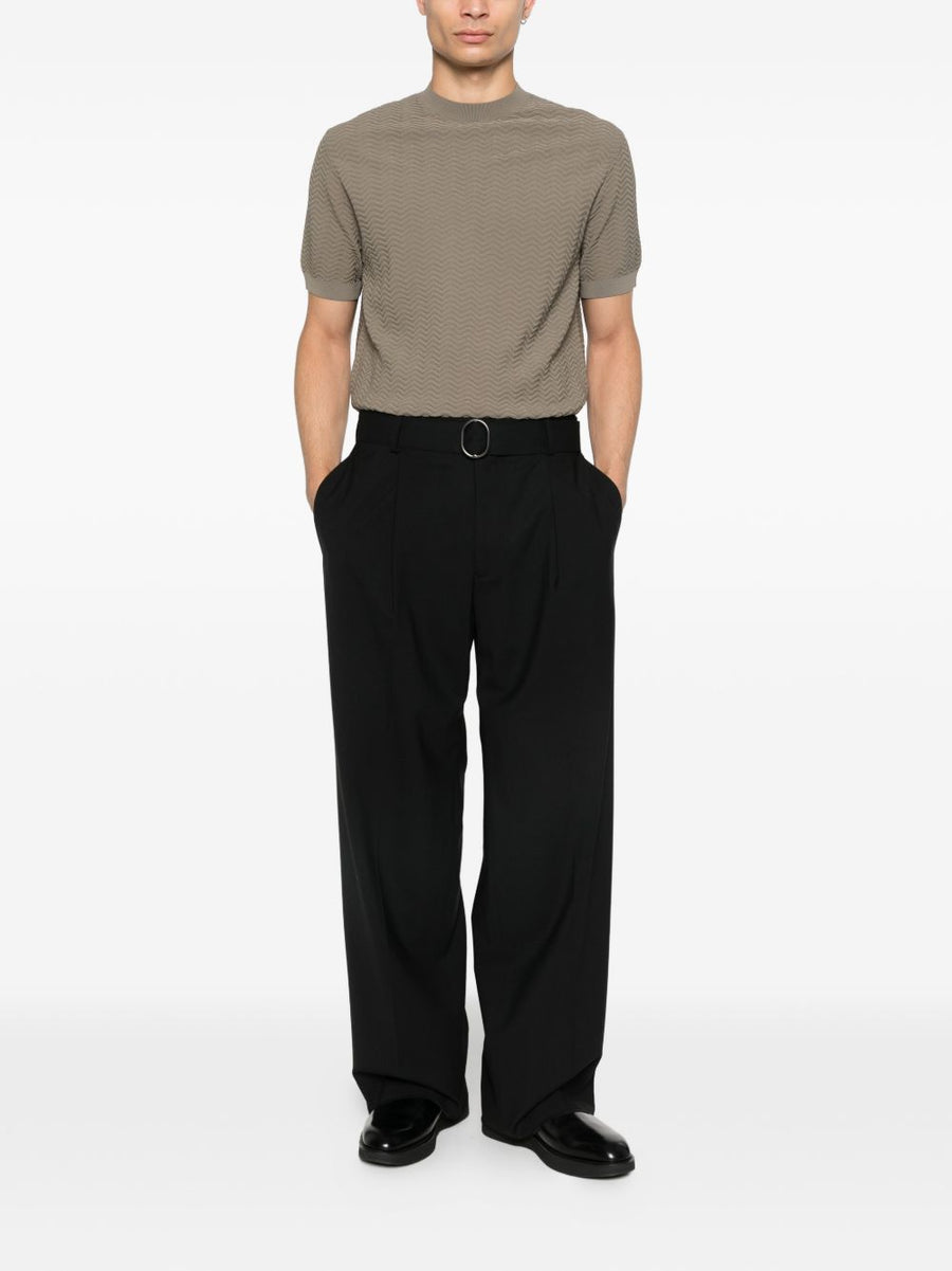 Emporio Armani Wool Trousers With Stretch Black Virgin Wool Tailored For Modern Men