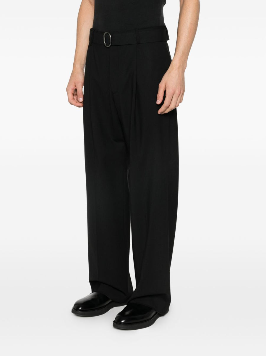 Emporio Armani Wool Trousers With Stretch Black Virgin Wool Tailored For Modern Men