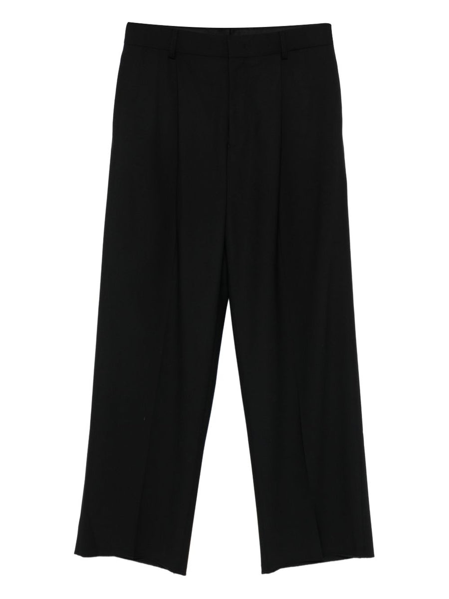 Emporio Armani Wool Trousers With Stretch Black Virgin Wool Tailored For Modern Men