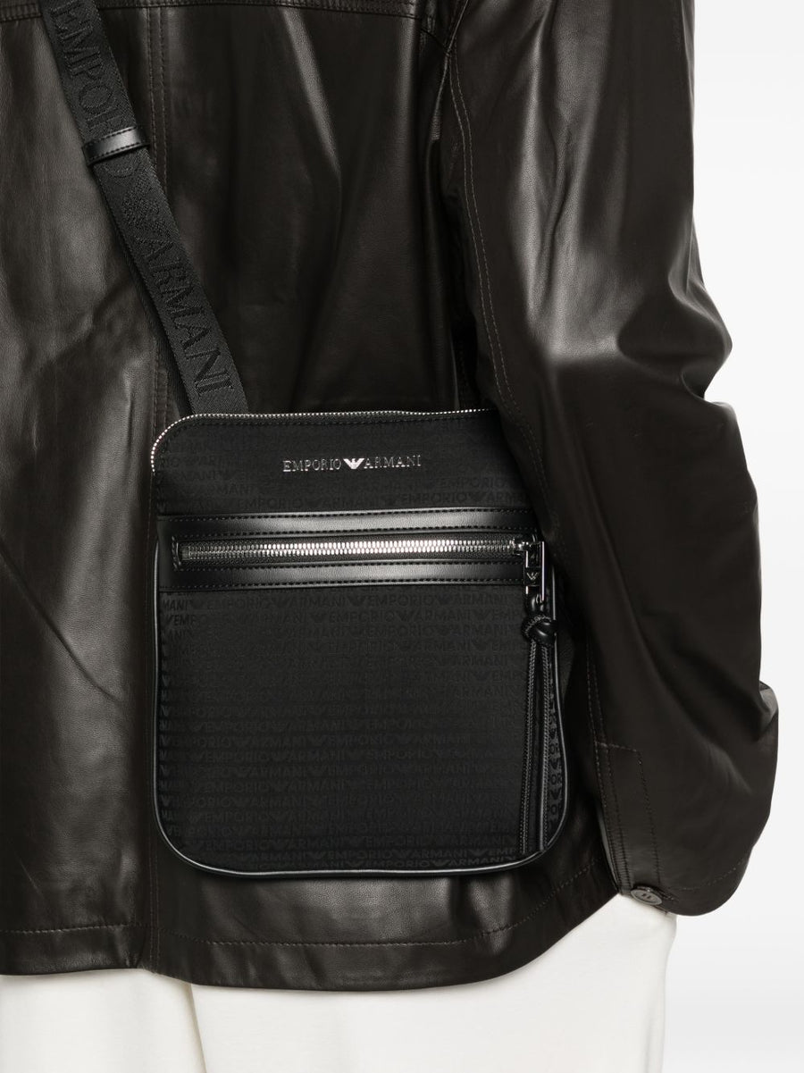 Emporio Armani Nylon Messenger Bag For Men Sleek Crossbody With Logo Detail And Durable Zip Closure