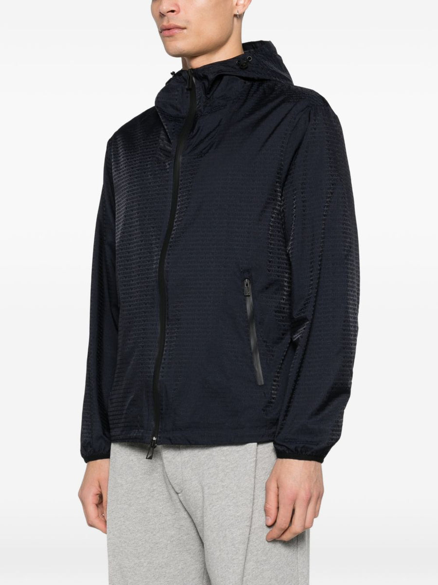 Emporio Armani Navy Nylon Blouson Jacket With Hood Zip Pockets