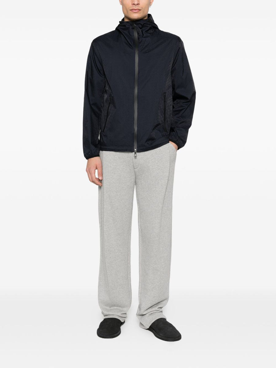 Emporio Armani Navy Nylon Blouson Jacket With Hood Zip Pockets