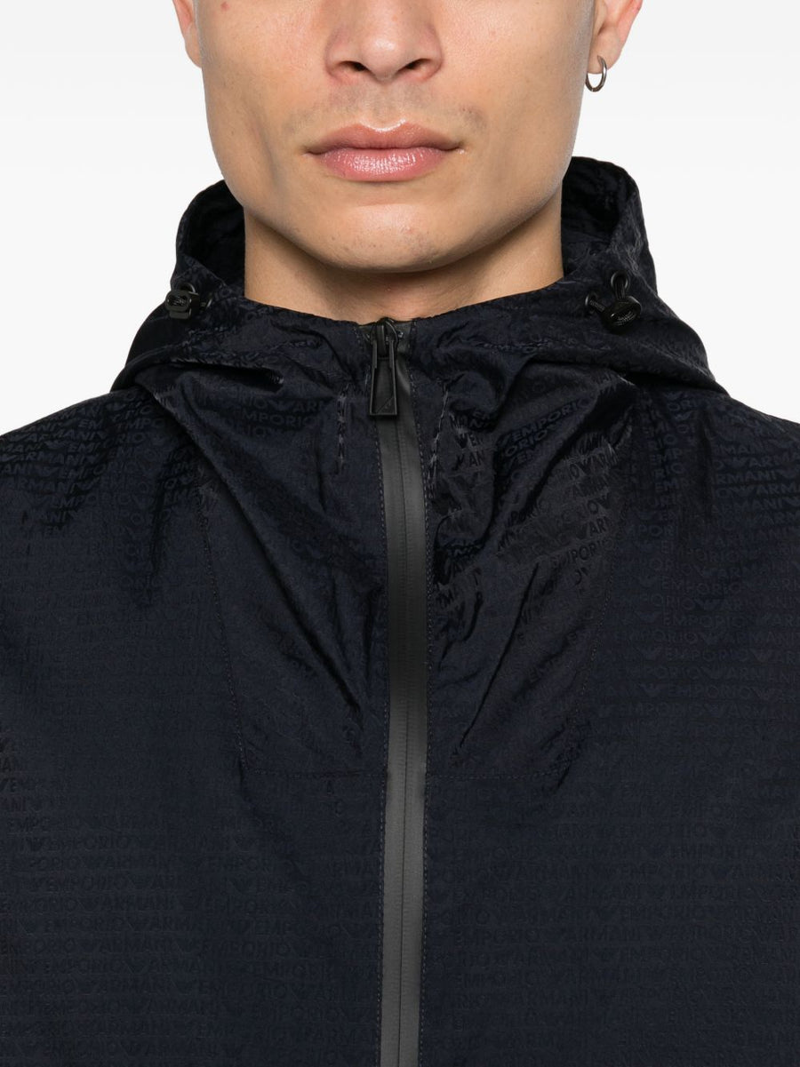 Emporio Armani Navy Nylon Blouson Jacket With Hood Zip Pockets
