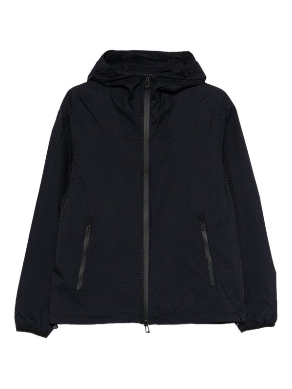 Emporio Armani Navy Nylon Blouson Jacket With Hood Zip Pockets
