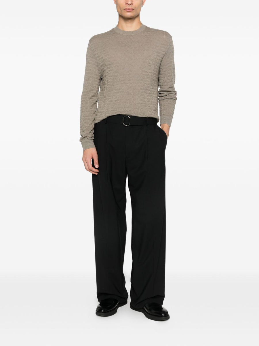 Emporio Armani Wool Crewneck Sweater for Men in Grey Virgin Wool Everyday Luxury
