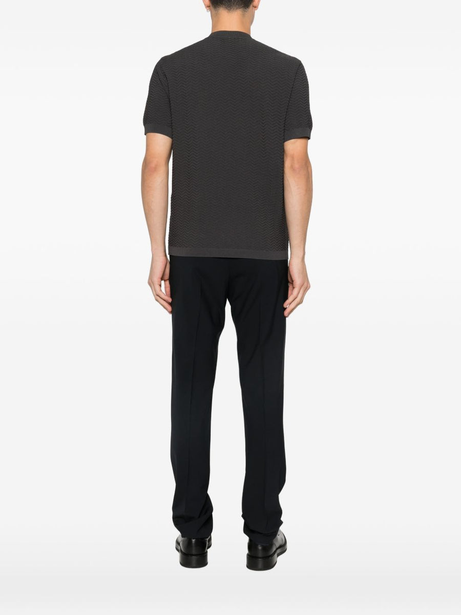 Emporio Armani Knitted T Shirt With Chevron Texture For Men Premium Topwear All Season Comfort
