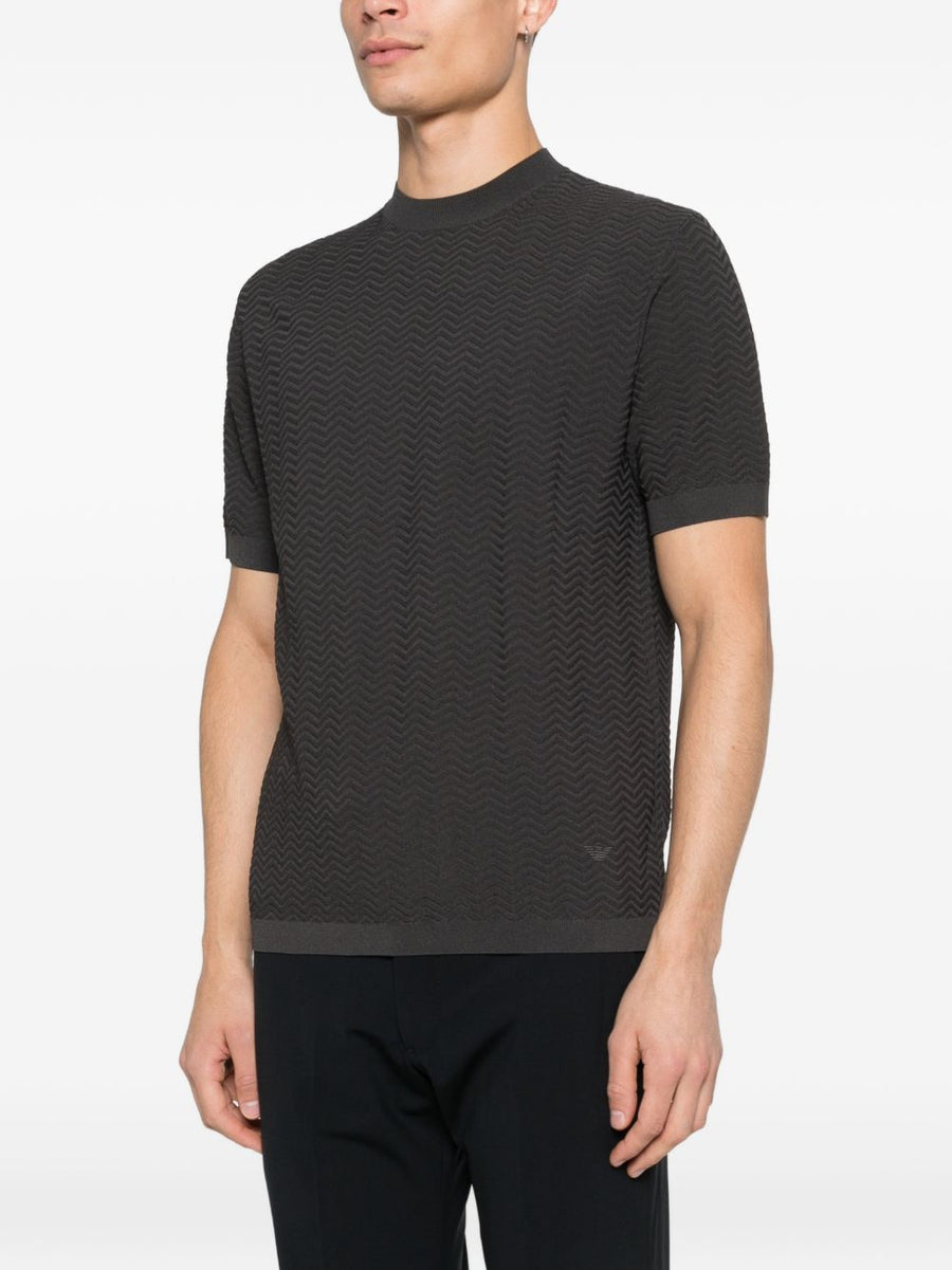 Emporio Armani Knitted T Shirt With Chevron Texture For Men Premium Topwear All Season Comfort